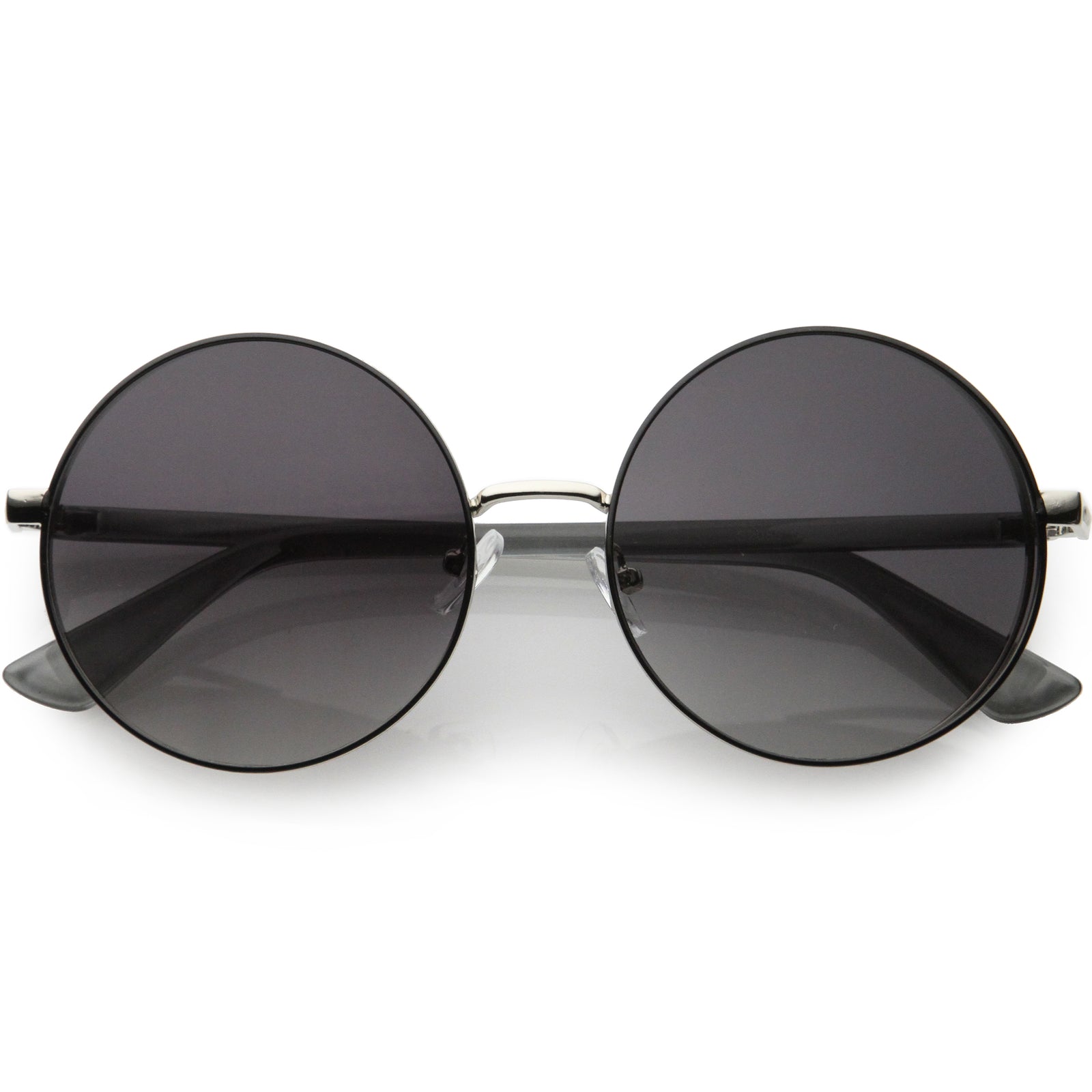 Luxe Posh Two-Tone Metal Side Cover Cut Out Round Sunglasses D055