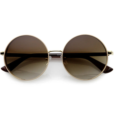 Gafas de sol redondas con corte lateral de metal en dos tonos Luxe Posh D055