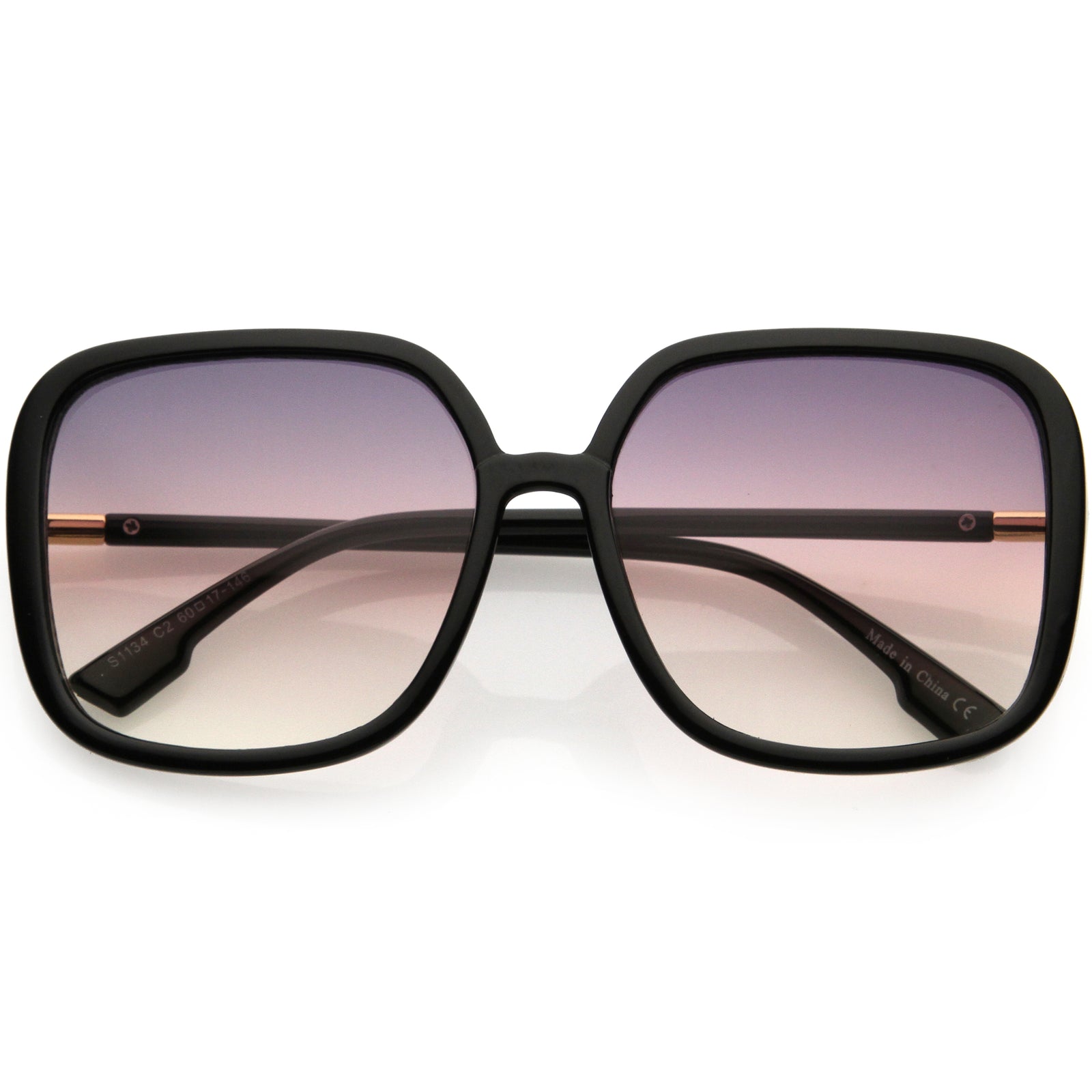 Oversize Elegant Lightweight Neutral Gradient Lens Women's Square Sunglasses D057