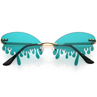 Gafas de sol de goteo sin montura ovaladas con lentes teñidas de color con efecto de fusión rezumante D072