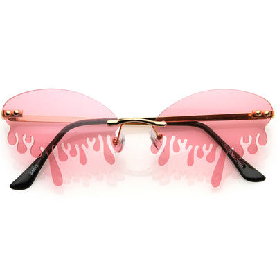 Gafas de sol de goteo sin montura ovaladas con lentes teñidas de color con efecto de fusión rezumante D072