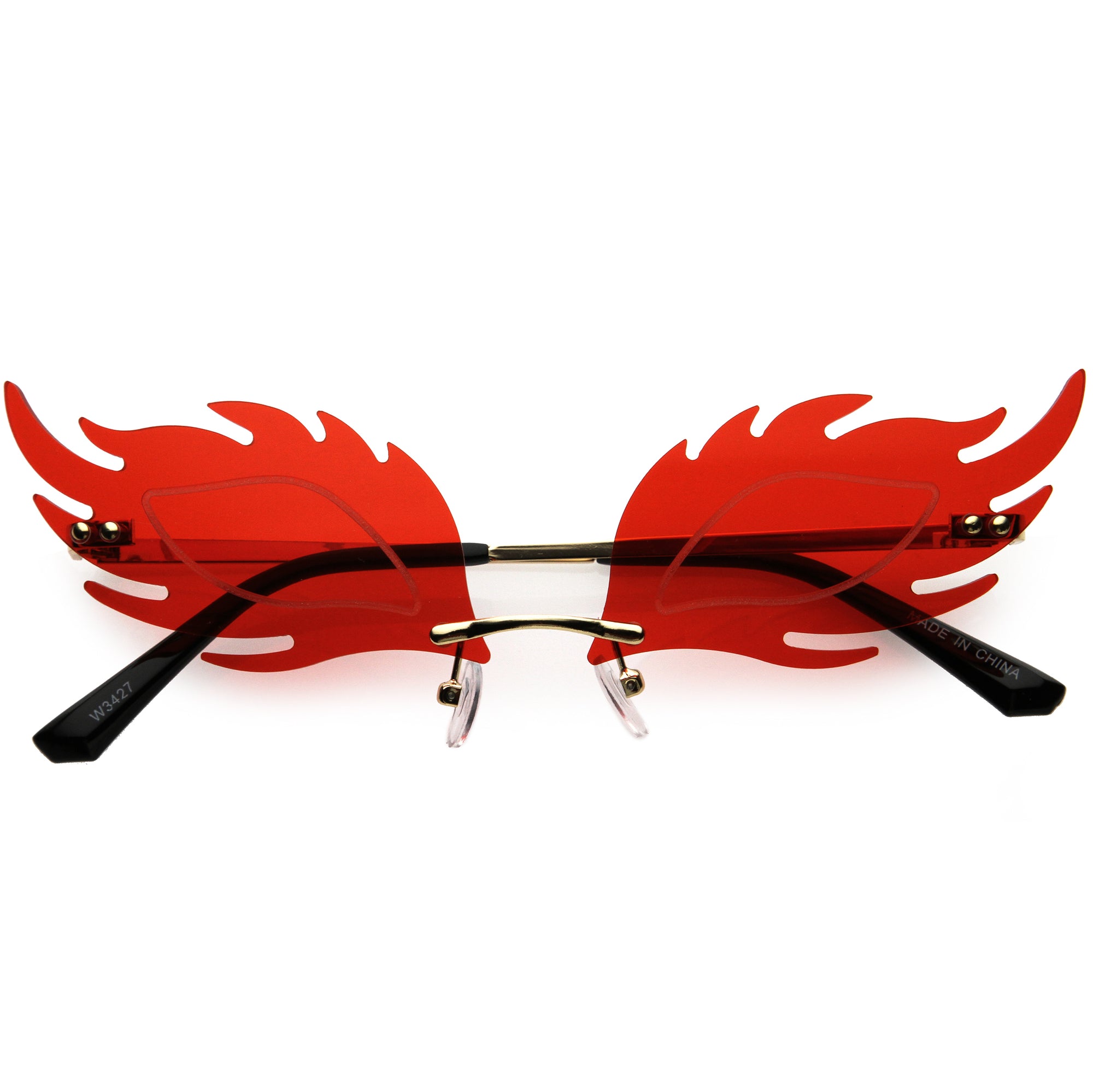 Gafas de sol con forma de llama y detalle de mascarada biseladas con fuego estéticamente elegantes D076