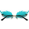 Gafas de sol con forma de llama y detalle de mascarada biseladas con fuego estéticamente elegantes D076
