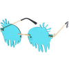 Gafas de sol de goteo redondo con lentes teñidas de color con efecto de goteo de fusión sin montura D077