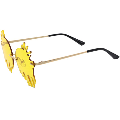 Gafas de sol de goteo redondo con lentes teñidas de color con efecto de goteo de fusión sin montura D077
