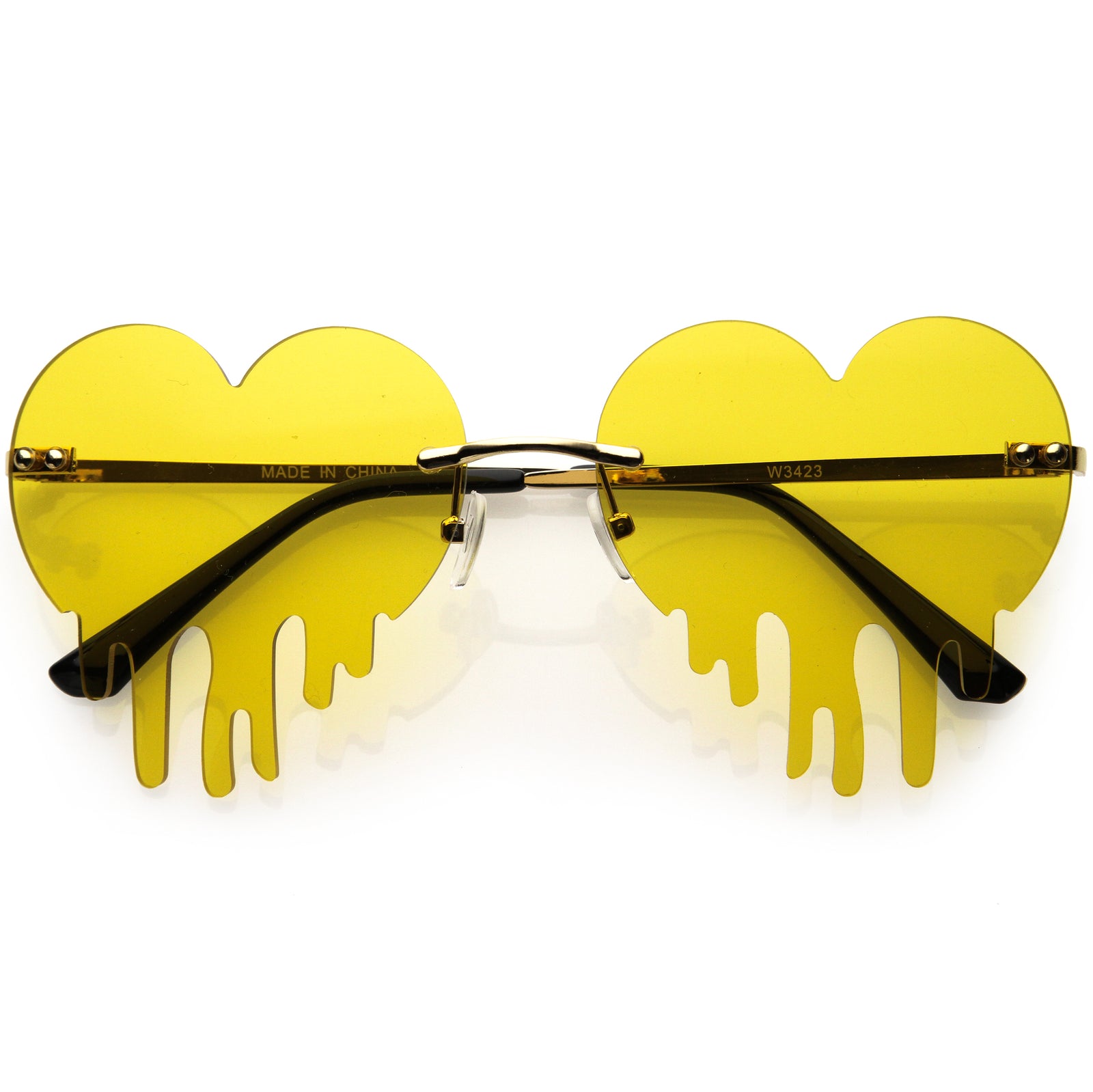 Cute Rimless Love Bleeding Heart Shaped Dripping Effect Tinted Lens Heart Sunglasses D078