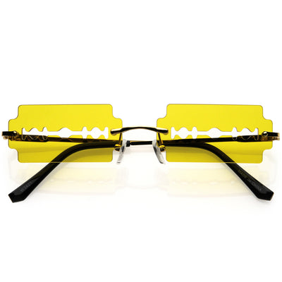 Gafas de sol cuadradas con marco de metal recortado y diseño sin montura Razor Blade D079