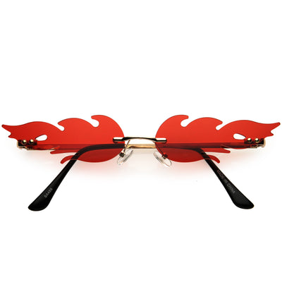 Gafas de sol con llamas sin montura y lentes tintadas en color con forma de llamas de fuego atrevido D080