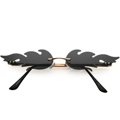 Gafas de sol con llamas sin montura y lentes espejadas con forma de llamas de fuego atrevido D081