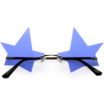 Gafas de sol con montura de metal sin montura y diseño de estrella teñida elegante D083