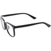 Elegantes gafas con montura de cuerno cuadrado con detalle de patillas metálicas con filtrado de luz azul D086
