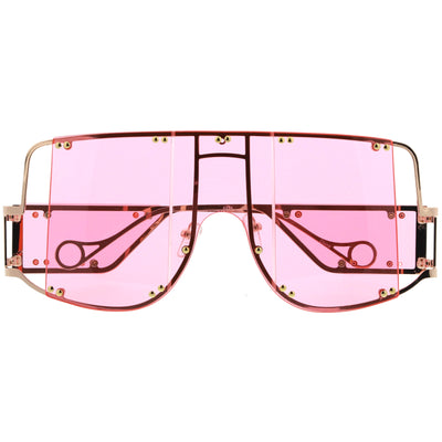 Premium High Fashion Rimless 5-Panel Color Lens Shield Sunglasses D095