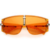 Gafas de sol con escudo de metal de primera calidad con lentes tintadas de color curvado atrevido D096