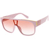 Elegantes gafas de sol de gran tamaño con lentes cuadradas tintadas y protección superior plana D097