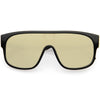 Elegantes gafas de sol de gran tamaño con lentes cuadradas neutras y protección superior plana D098
