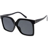 Elegantes gafas de sol extragrandes cuadradas con lentes planas de color neutro D099