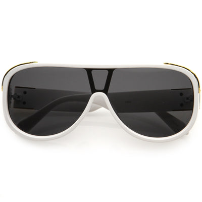 Gafas de sol D101 con protección de gran tamaño y parte superior plana con lentes redondeadas neutras de alta moda