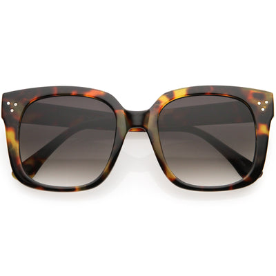 Posh Gafas de sol extragrandes con montura de cuerno cuadrada y lentes de color neutro D104