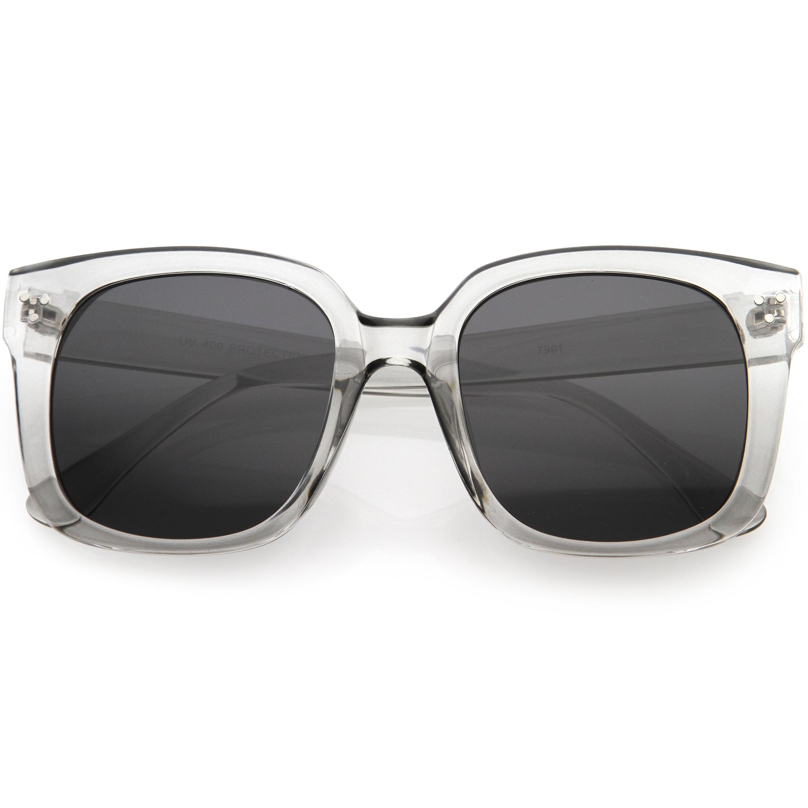 Posh Gafas de sol extragrandes con montura de cuerno cuadrada y lentes de color neutro D104