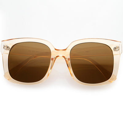 Posh Gafas de sol extragrandes con montura de cuerno cuadrada y lentes de color neutro D104