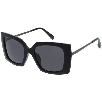 Elegantes gafas de sol cuadradas con lentes de color neutro y dos tonos con brazos de metal D105