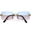 Gafas de sol cuadradas medianas con acento metálico sin montura completa inspiradas en los años 90 de lujo D108