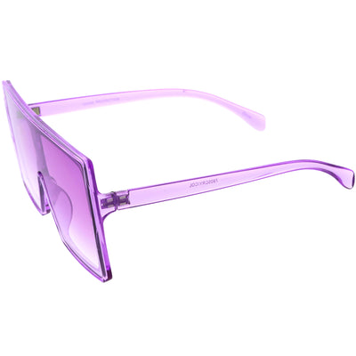 Gafas de sol de gran tamaño con parte superior plana y translúcidas con lentes tintadas de colores llamativos D109