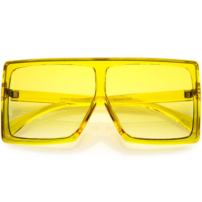 Gafas de sol de gran tamaño con parte superior plana y translúcidas con lentes tintadas de colores llamativos D109