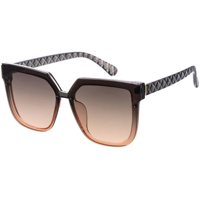 Gafas de sol cuadradas con lentes de color neutro y brazos texturizados acolchados D115