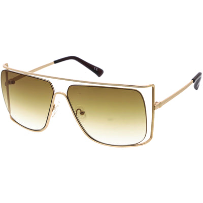 Elegantes gafas de sol cuadradas con corte de lentes degradados y parte superior plana de gran tamaño D116