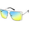 Elegantes gafas de sol cuadradas con corte de lentes degradados y parte superior plana de gran tamaño D116