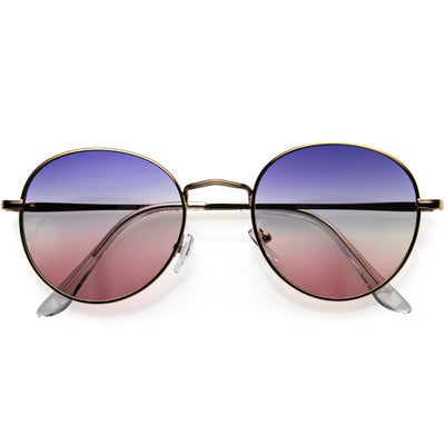 Gafas de sol redondas con lentes de color degradado de metal delgado D119