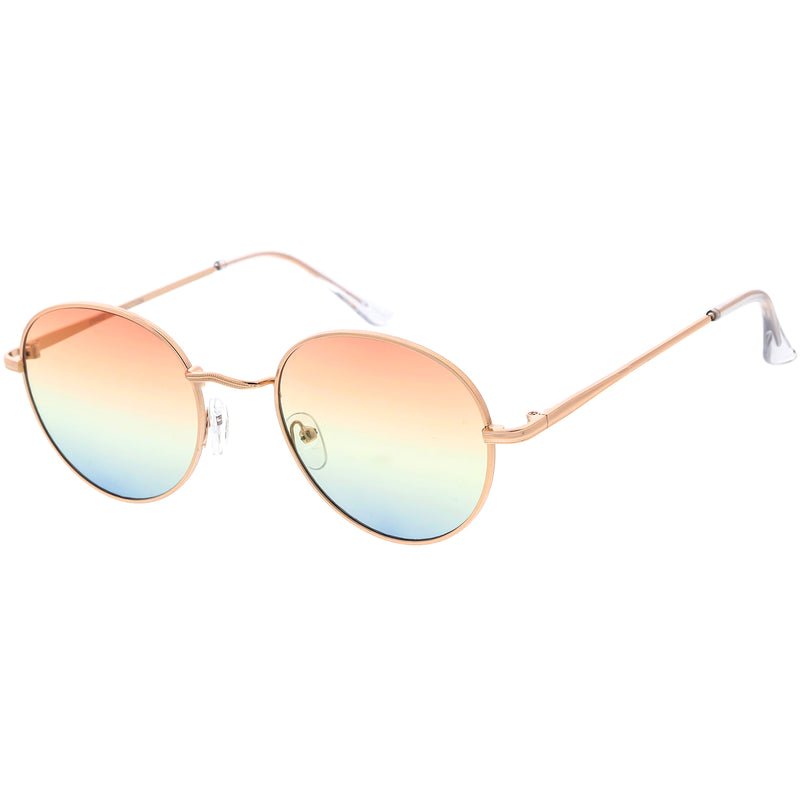 Gafas de sol redondas con lentes de color degradado de metal delgado D119