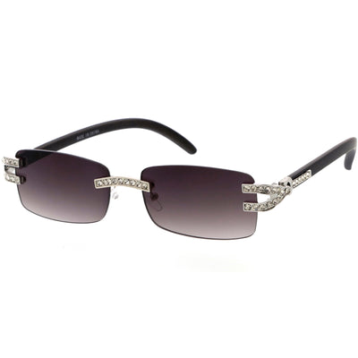 Double Rhinestones Decorated Premium Square Sunglasses D128
