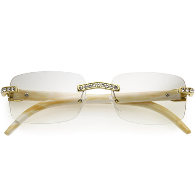 Gafas de sol cuadradas premium decoradas con diamantes de imitación medianos de lujo D129