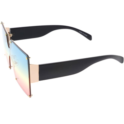 Gafas de sol de gran tamaño con lentes degradados gruesos y escudo cuadrado D132
