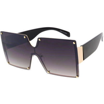 Gafas de sol de gran tamaño con lentes degradados gruesos y escudo cuadrado D132