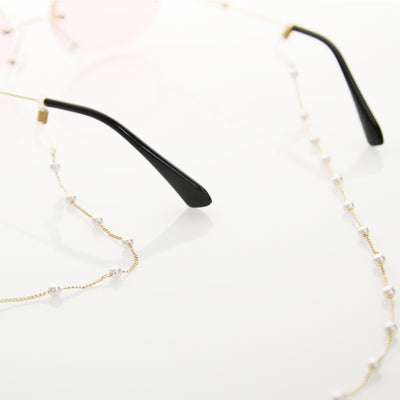 Cadena de gafas de sol de moda de metal delgado decorada con perlas D136