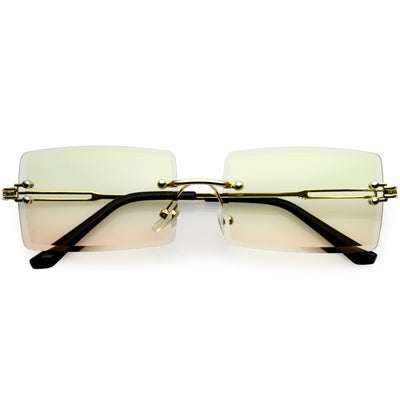 Gafas de sol cuadradas medianas con lentes biseladas sin montura completa inspiradas en los años 90 D137