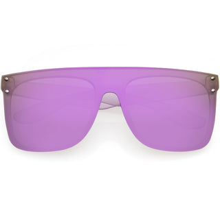 Kids Fantastic Translucent Oversize Mirrored  Shield Sunglasses D141 - Purple / Purple Mirror