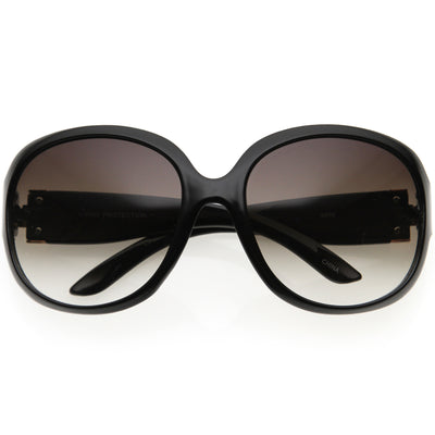 Polished Neutral Colored Lenses Rounded Oversize Sunglasses D173