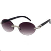 Retro Rhinestone Decorated 90s Inspired Rimless Oval Sunglasses D180