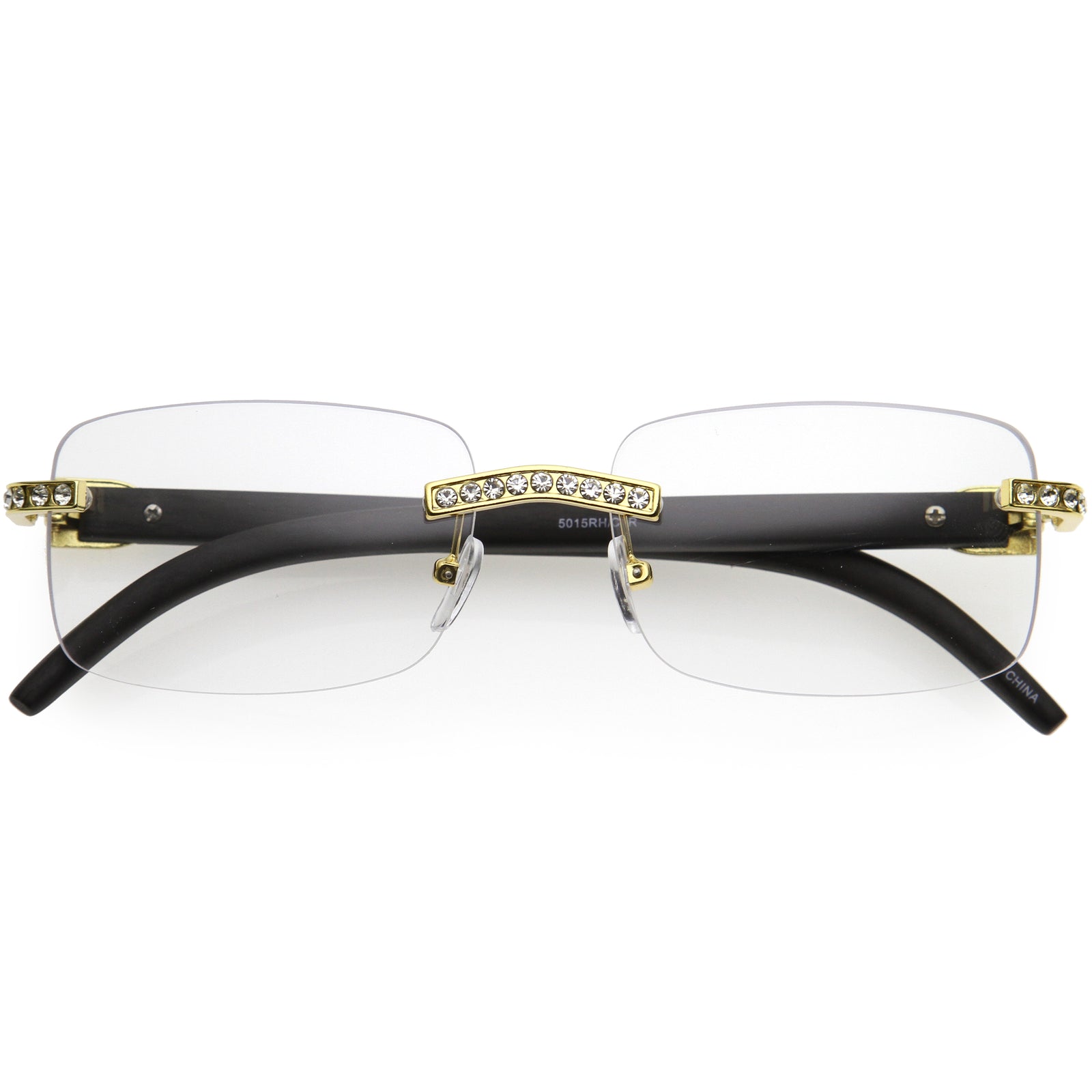 Premium Rhinestones Decorated Blue Light Square Glasses D182