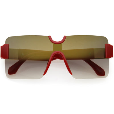 Gafas de sol retro con escudo de lente mono y puente de nariz cuadrado D191