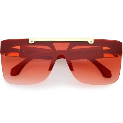 Hype Flip Up Color Tinted Gradient Lens Gafas de sol de gran tamaño con escudo D192