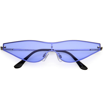 Gafas de sol tipo ojo de gato micro de metal con lentes protectoras elegantes D194