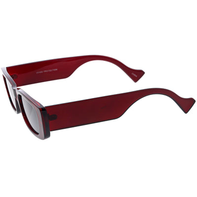 Gafas de sol rectangulares gruesas con lentes planas y cuadradas anchas retro D209