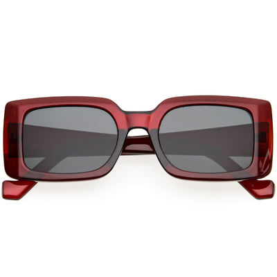 Gafas de sol rectangulares con montura gruesa y lentes planas cuadradas medianas retro D213