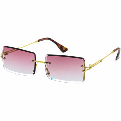 Gafas de sol rectangulares de metal con lentes biseladas y degradados de color de lujo D223