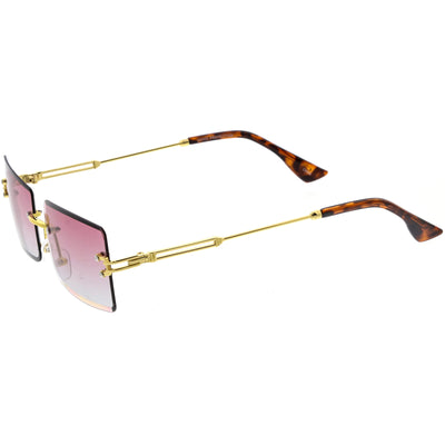 Gafas de sol rectangulares de metal con lentes biseladas y degradados de color de lujo D223